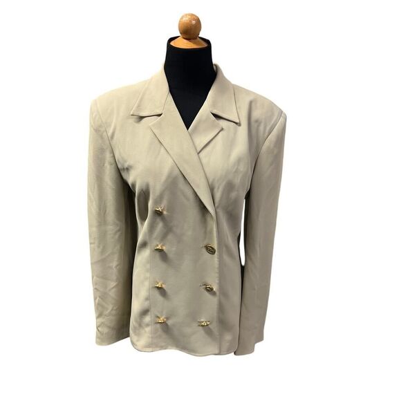 SILK SALVATORE FERRAGAMO VINTAGE DOUBLE BREASTED BLAZER WITH GOLD HEEL BUTTONS - Picture 1 of 9